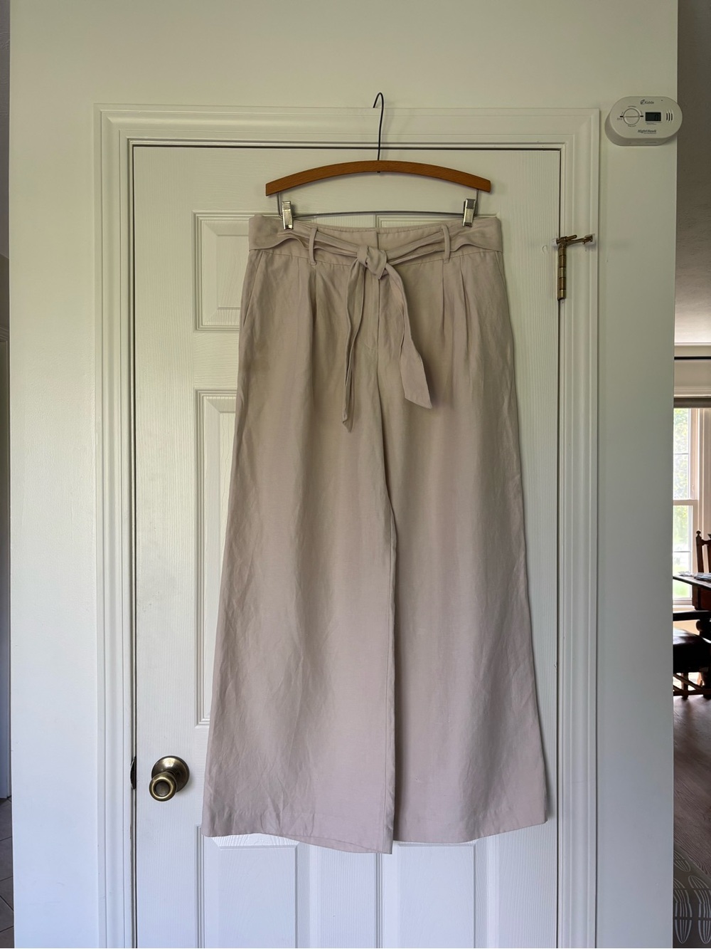 Ann Taylor Wide-Leg Tie-Waist Pants - Cream